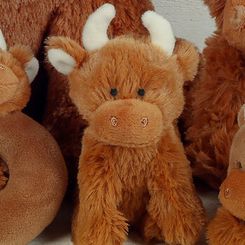 Christmas Highland Mini Brown Cow Soft Toy, Gift Boxed, 7 of 9