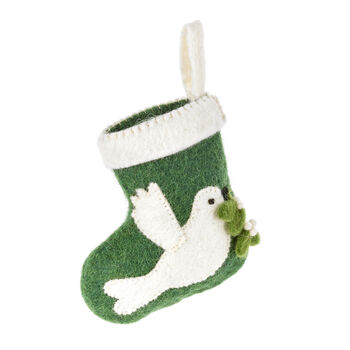 Handmade Felt Dove Mini Stocking Christmas Decoration, 2 of 2