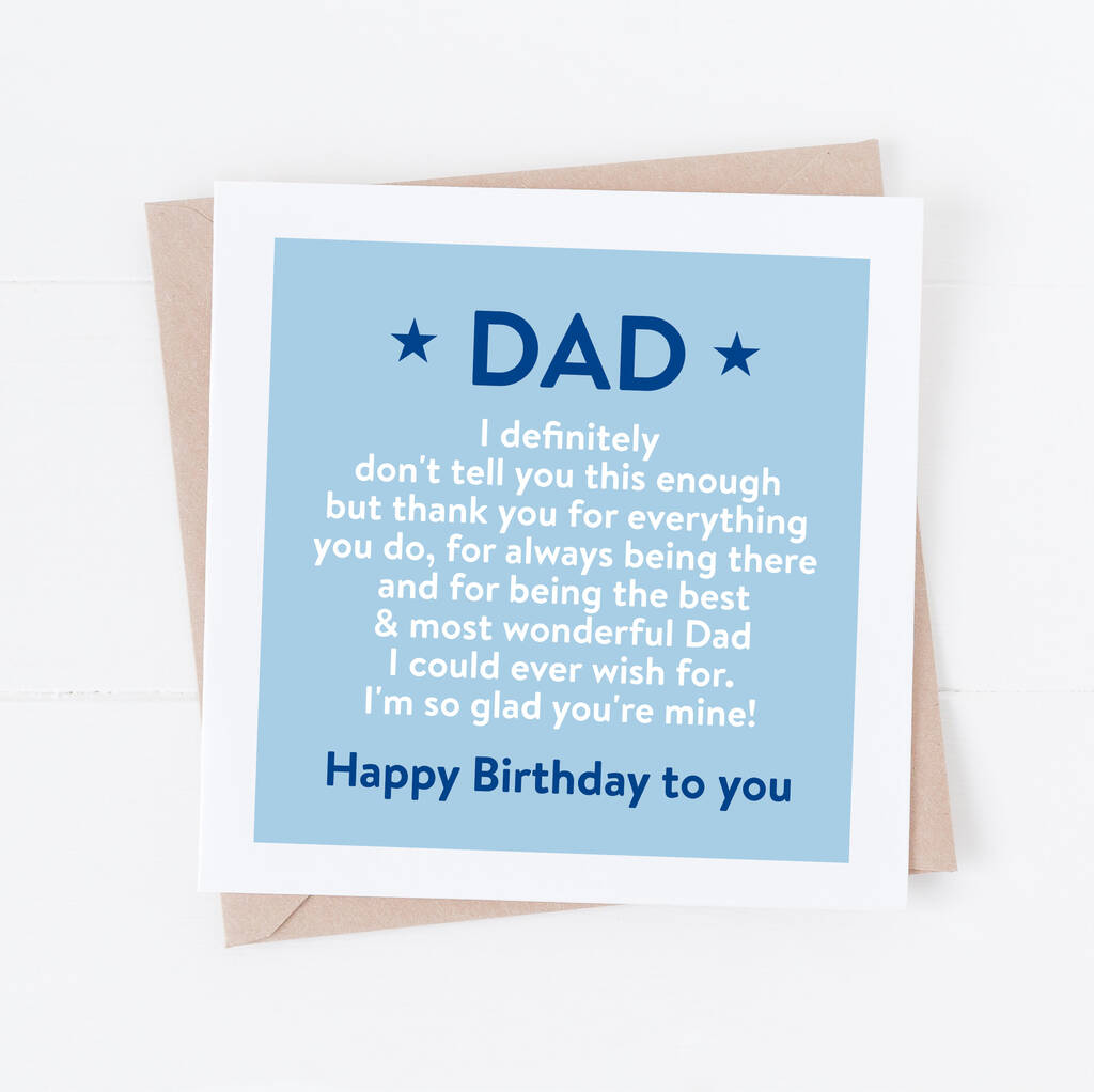 Happy Birthday To A Wonderful Dad Card By Word Up Creative