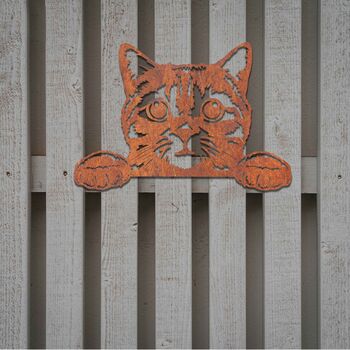 Metal Peaking Cat Rusted Cat Garden Decor Gift For Her, 8 of 9