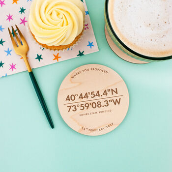 Personalised Coordinates Round Coaster, 2 of 3