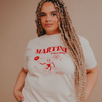 Retro Martini Calling Character T Shirt, 5 of 6