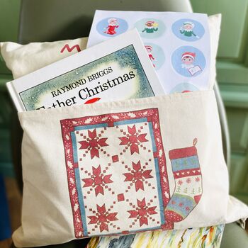 Personalised Christmas Elf Bedtime Reading Cushion, 10 of 12