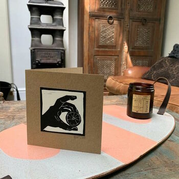 Citrus In Hand Linocut Greetings Card, 4 of 10