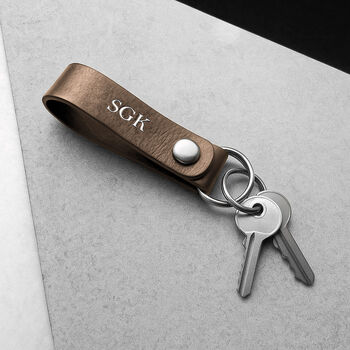 Handmade Personalised Thick Leather Belt Loop Keyring, 3 of 6