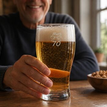 Personalised Pint Glass Engraved For 70th Birthday Gift, 2 of 12