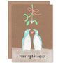 Penguin Love Mistletoe Kiss Pun Her Christmas Card, thumbnail 1 of 4