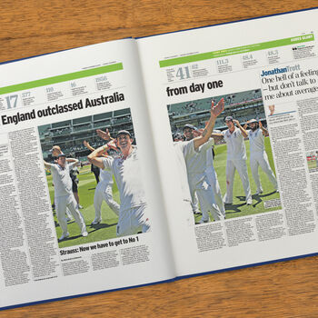 The Ashes Personalised UK Cricket Gift Newspaper Book, 11 of 12