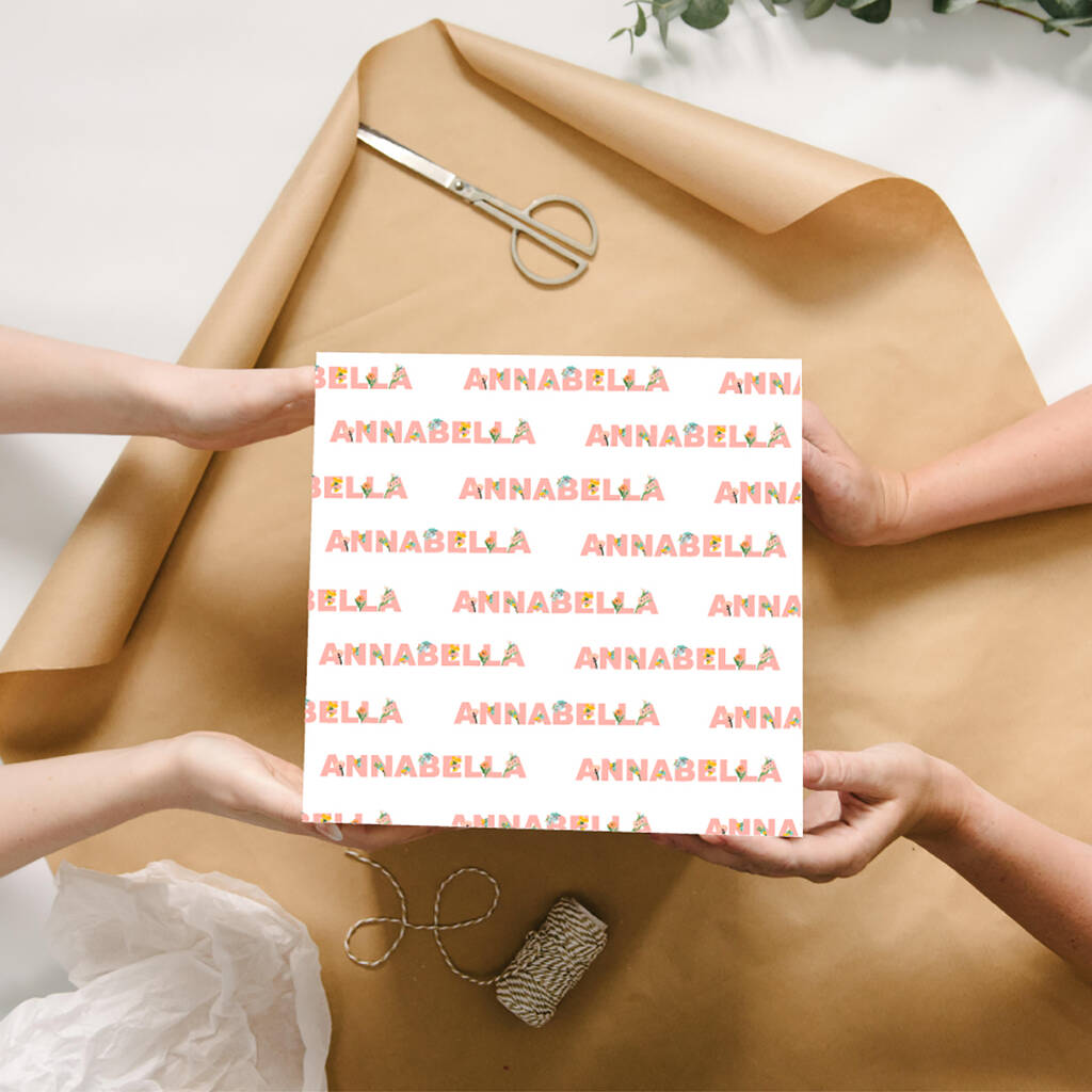 Personalised Floral Name Wrapping Paper By Abigail Warner