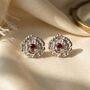 Garnet January Carnation Sterling Silver Stud Earrings, thumbnail 1 of 5