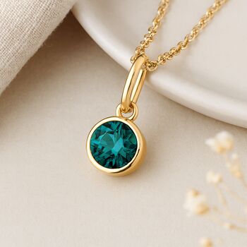 Personalised Gold Plated Sterling Silver May Birthstone Emerald Pendant Necklace, 2 of 9