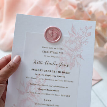 Pink Floral Christening Invitations, 4 of 7