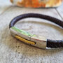 Mens Leather Bracelet With Gold And Silver Clasp, thumbnail 4 of 7