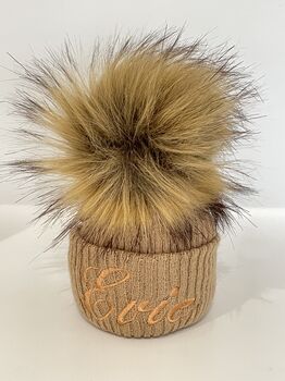 Embroidered Camel Pom Pom Knitted Baby Hat, 5 of 6