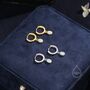 Sterling Silver Dangling Oval White Opal Hoop Earrings, thumbnail 4 of 11