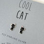 Cool Cat Black Or White Kitten Silver Stud Earrings, thumbnail 1 of 9