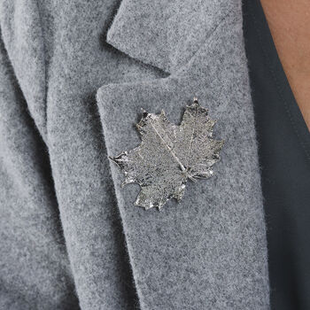 Natural Canadian Maple Leaf Silver Or Gold Brooch, 3 of 9