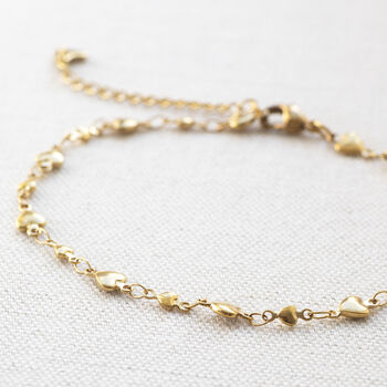Gold Plated Graduated Hearts Anklet, 4 of 7