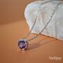 Round Purple Rhinestone Sterling Silver 925 Necklace, thumbnail 1 of 5