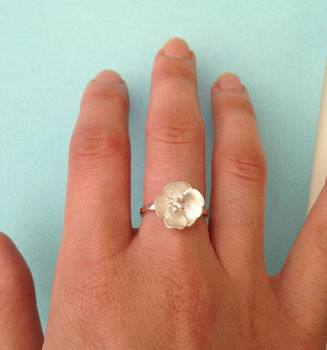 Sterling Silver Buttercup Flower Ring, 12 of 12