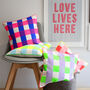 Neon Check Cushion, thumbnail 1 of 12