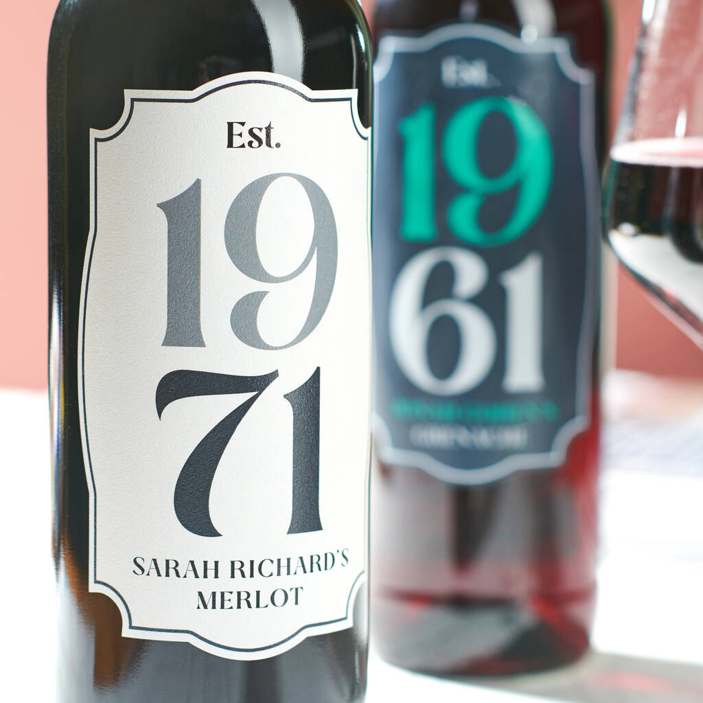 Personalised Birth Year Wine Bottle Labels, 1 of 4