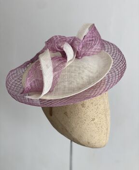 Ivory And Lilac Modern Saucer Hat 'Larisa', 2 of 9