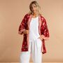 Indian Cotton Red Rubra Print Kimono, thumbnail 1 of 5