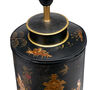 Japanese Black Hand Painted Metal Table Lamp Base, thumbnail 3 of 10