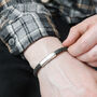 Men's Navy Antiqued Woven Leather Bracelet, thumbnail 2 of 5
