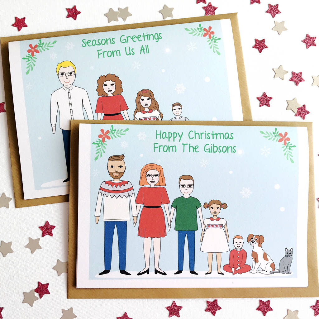 personalised family portrait christmas card pack by superfumi ...