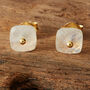 Aquamarine Chalcedony Gold Plated Silver Stud Earrings, thumbnail 5 of 9