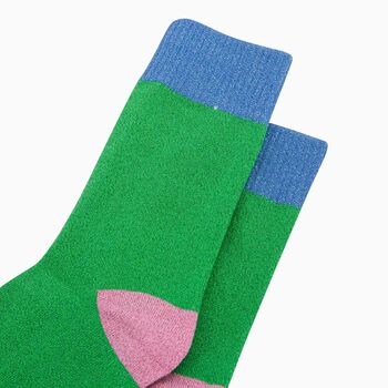 Women's Glitter Socks Green Colour Burst, 2 of 4