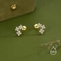 Opal Colour Cz Hydrangea Bouquet 16 G Flat Back Earrings In Sterling Silver, thumbnail 4 of 11