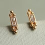 Tudor Baguette Gold Stud Earrings, thumbnail 2 of 6