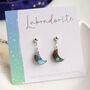 Labradorite Moon Stud Earrings, thumbnail 2 of 8