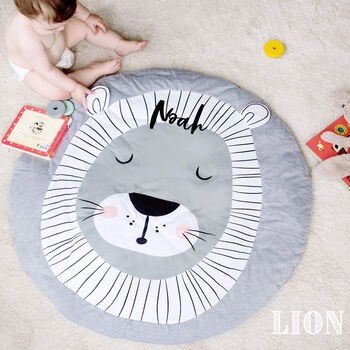 Personalised Animal Faces Baby Play Mat, 5 of 12