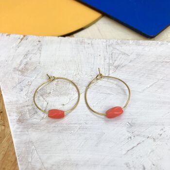 Minimal Glass Coloured Bead Hoop Earrings, 4 of 12
