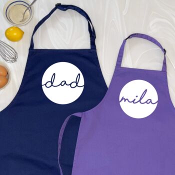 Personalised Father And Child Circle Design Apron Set, 4 of 9