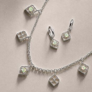 Moroccan Charm Opal Sterling Silver Huggie Hoop Earrings, 5 of 8