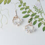 Delicate Floral Drop Earrings With Pearls, thumbnail 2 of 10