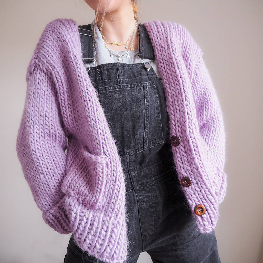 Button 'Knit' Up Slouchy Cardigan Knitting Kit, 1 of 12