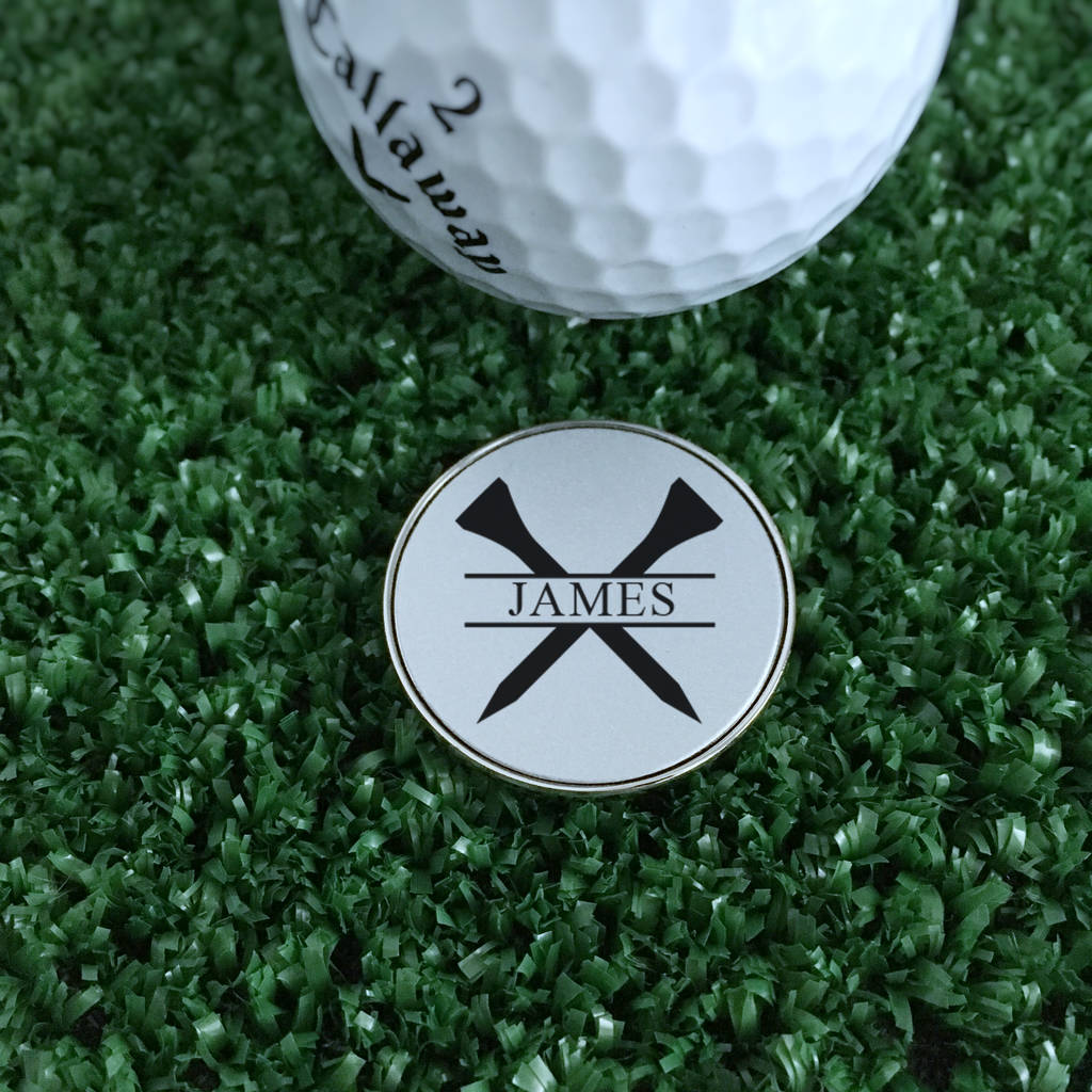 Personalised Name And Golf Tees Ball Marker, 1 of 3