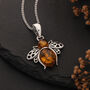 Personalised Sterling Silver Baltic Amber Bumble Bee Necklace, thumbnail 3 of 11