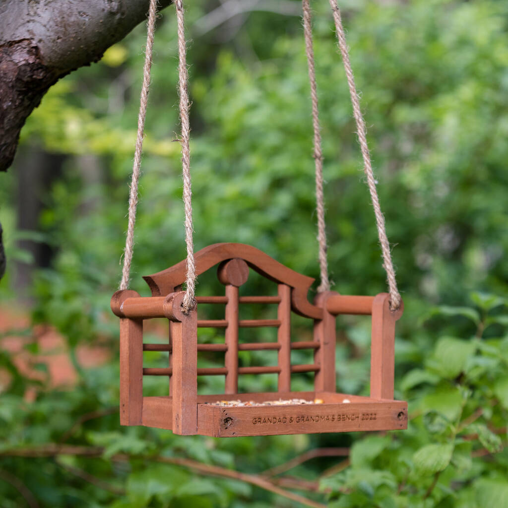 Personalised Wooden Garden Swing Bird Feeder, 1 of 7