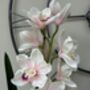 Large Pink Cymbidium Orchid In Gold Bowl, thumbnail 2 of 8