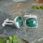 10ct Natural Emerald Cufflinks In Solid Sterling Silver, thumbnail 2 of 2