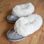 Peacock Pink Sheepskin Moccasins Slippers, thumbnail 4 of 6