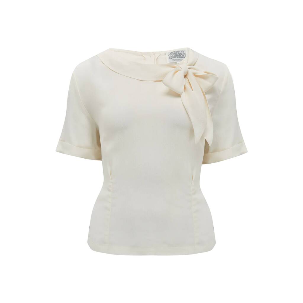 Cindy Blouse In Cream Vintage 1940s Style, 1 of 2