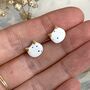 White Rainbow Specked Ceramic Cat Stud Earrings, thumbnail 3 of 7
